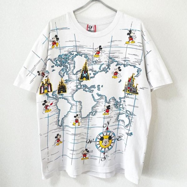 画像1: 90s USA製 MICKEY MOUSE DISNEYLAND WORLD MAP TEE SHIRT (1)