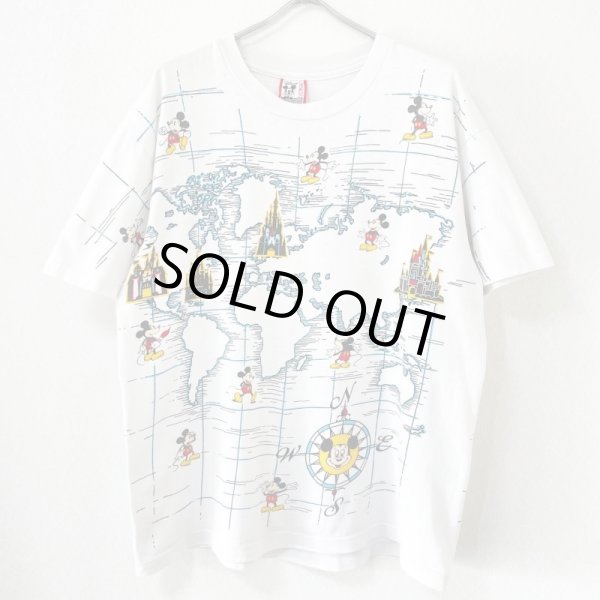 画像1: 90s USA製 MICKEY MOUSE DISNEYLAND WORLD MAP TEE SHIRT (1)