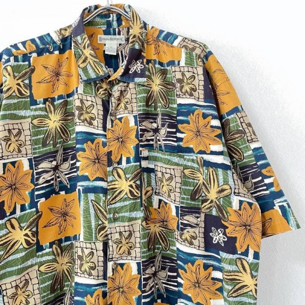 画像2: 90s BANANA REPUBLIC 総柄  S/S SHIRT (2)