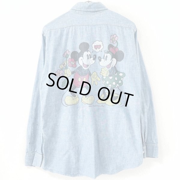 画像1: 70s USA製 MICKEY MOUSE CHAMBRAY L/S  SHIRT (1)