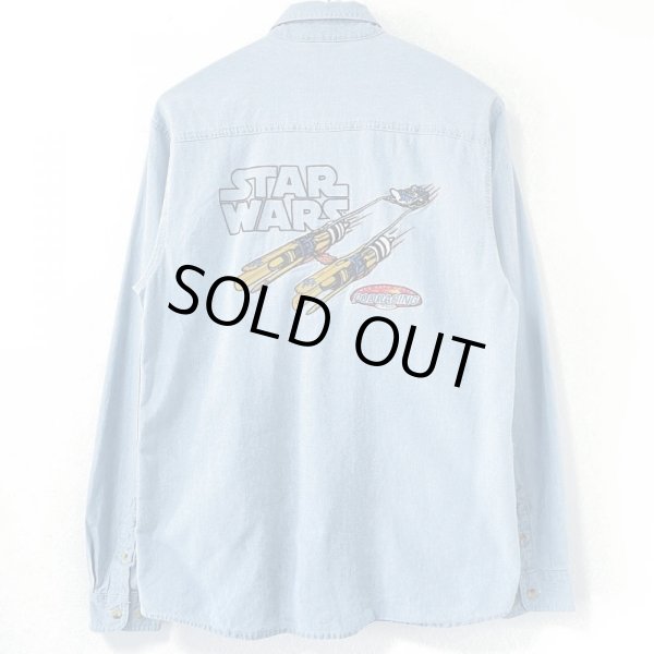 画像1: 90s 香港製 STARWARS EPISODE I CHAMBRAY L/S SHIRT (1)