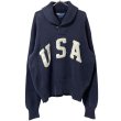 画像1: 90s RALPH LAUREN USA LOGO SHAWL COLLAR KNIT SWEATER (1)