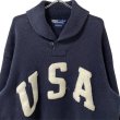 画像2: 90s RALPH LAUREN USA LOGO SHAWL COLLAR KNIT SWEATER (2)