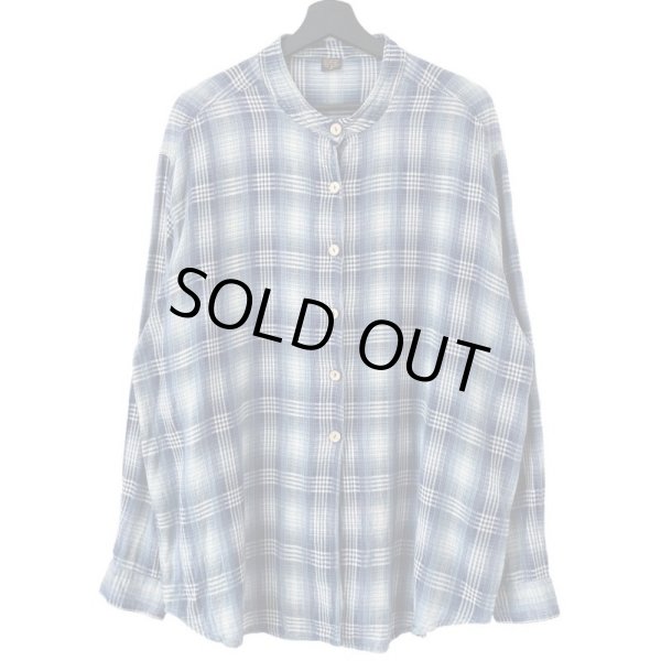 画像1: 90s　インド製 PLAID STAND COLLAR L/S SHIRT (1)