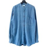 画像: 90s ST JOHN'S BAY INDIGO 刺子生地 STAND COLLAR L/S SHIRT