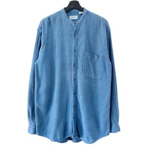 画像: 90s ST JOHN'S BAY INDIGO 刺子生地 STAND COLLAR L/S SHIRT