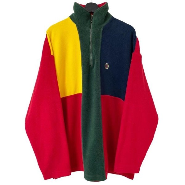 画像1: 90s TOMMY HILFIGER MULCH PANEL FLEECE JACKET (1)