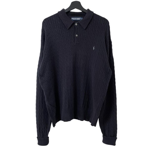 画像1: 90s POLO GOLF CABLE KNIT POLO SHIRT (1)