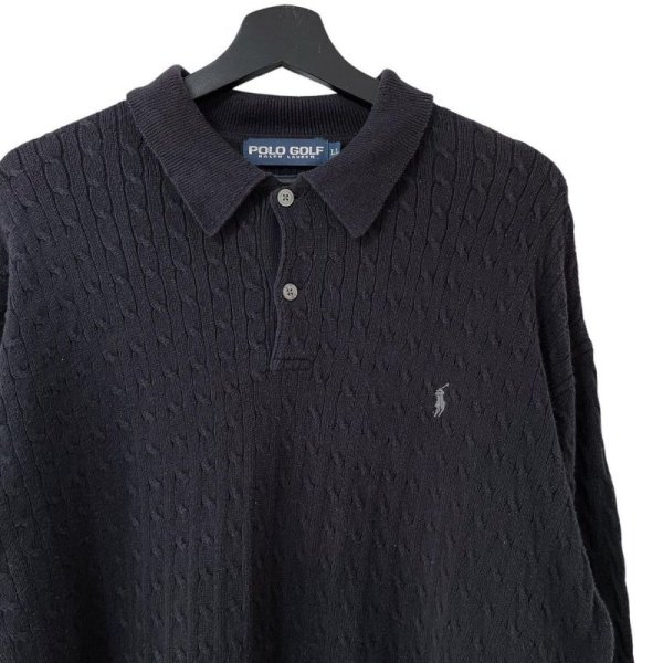 画像2: 90s POLO GOLF CABLE KNIT POLO SHIRT (2)