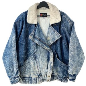 画像: 80s USA製 ANDY JOHNS CHAMICAL WASH BOA RIDERS JACKET