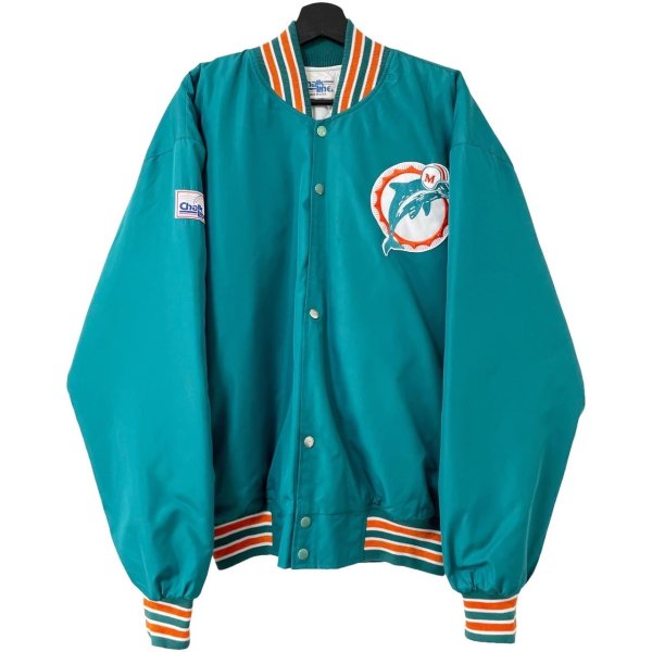 画像1: 80s~90s USA製 MIAMI DOLPHINS NYLON STUDIUM JACKET (1)