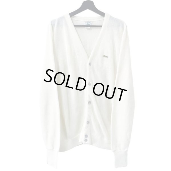 画像1: 80s USA製 LACOSTE ACRYL KNIT CARDIGAN "WHITE" (1)