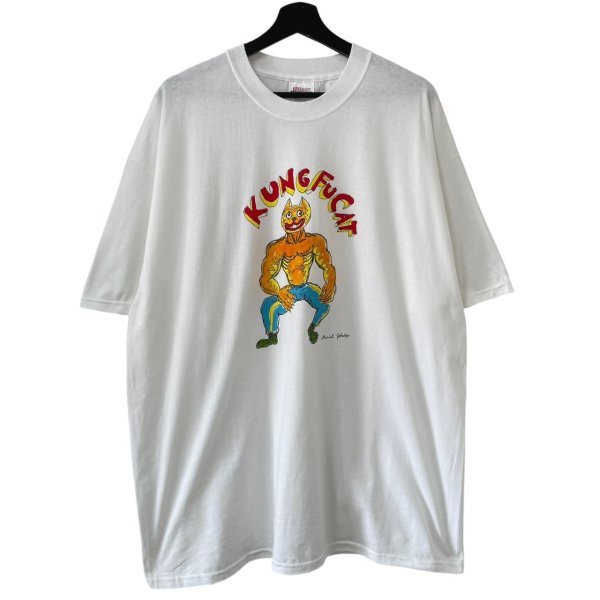 画像1: 00s DANIEL JOHNSTON KUNG FU CAT TEE SHIRT (1)