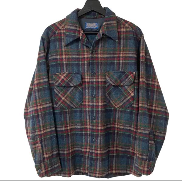 画像1: 70s USA製 PENDLETON BOARD L/S SHIRT (1)