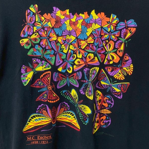 画像2: 90s USA製 MC ESCHER BUTTERFLY ART TEE SHIRT (2)