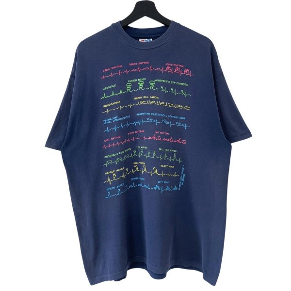画像1: 90s USA 心電図 TEE SHIRT (1)