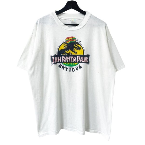 画像1: 90s JURASSIC PARK JAMAICA parody TEE SHIRT (1)