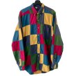画像1: 90s TOMMY HILFIGER PATCHWORK L/S SHIRT (1)